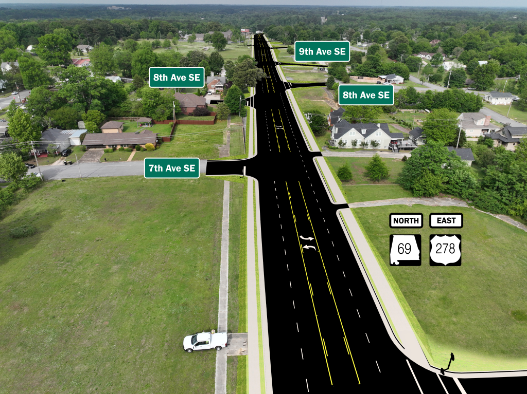 A concept showing the highway widening