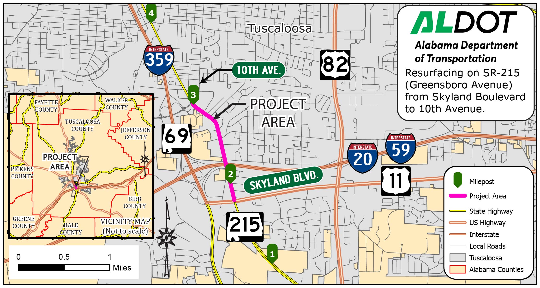 Greensboro Resurfacing Map in Tuscaloosa