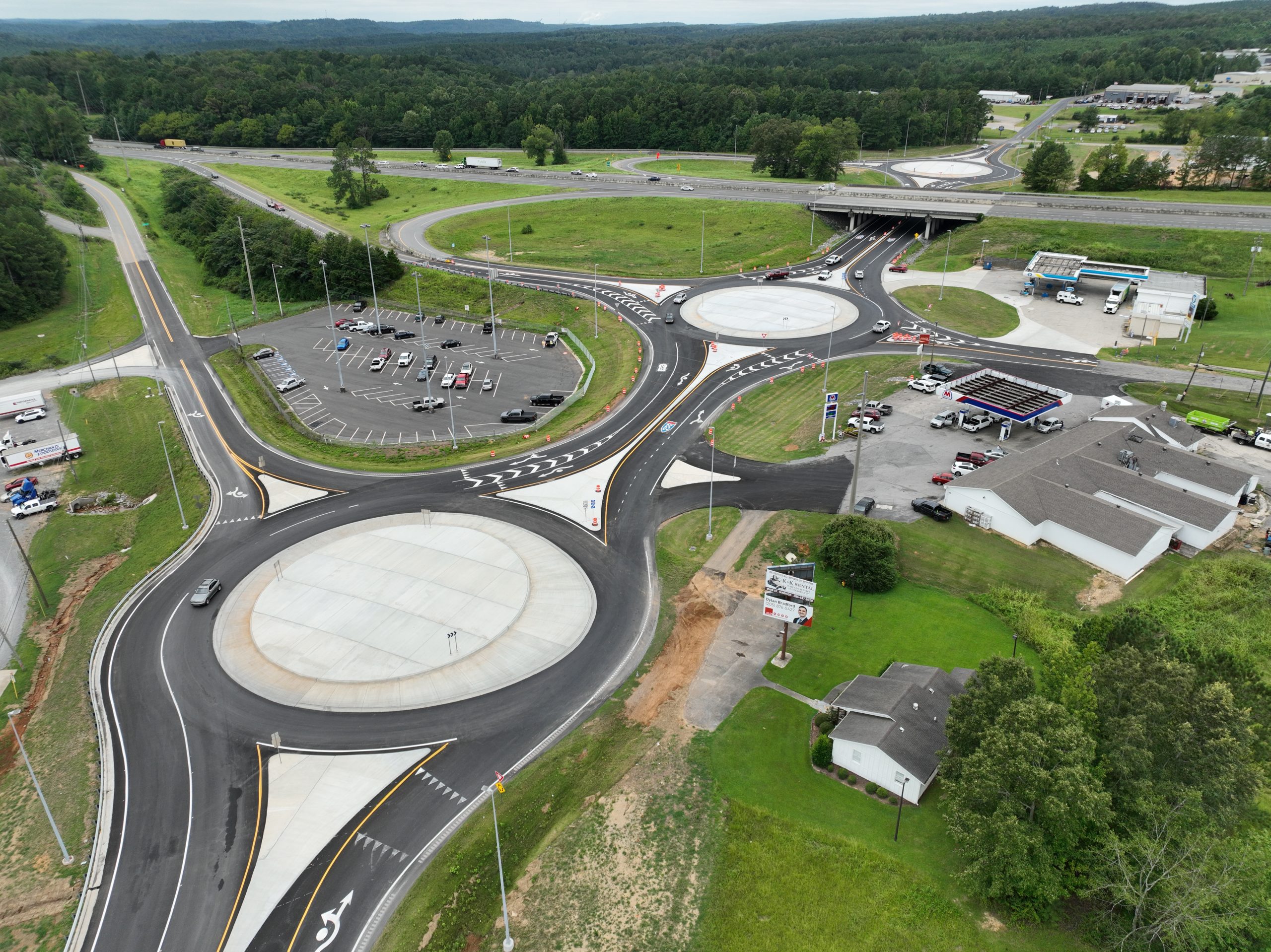 An aerial photo of the triple roundabout project in Blount County.