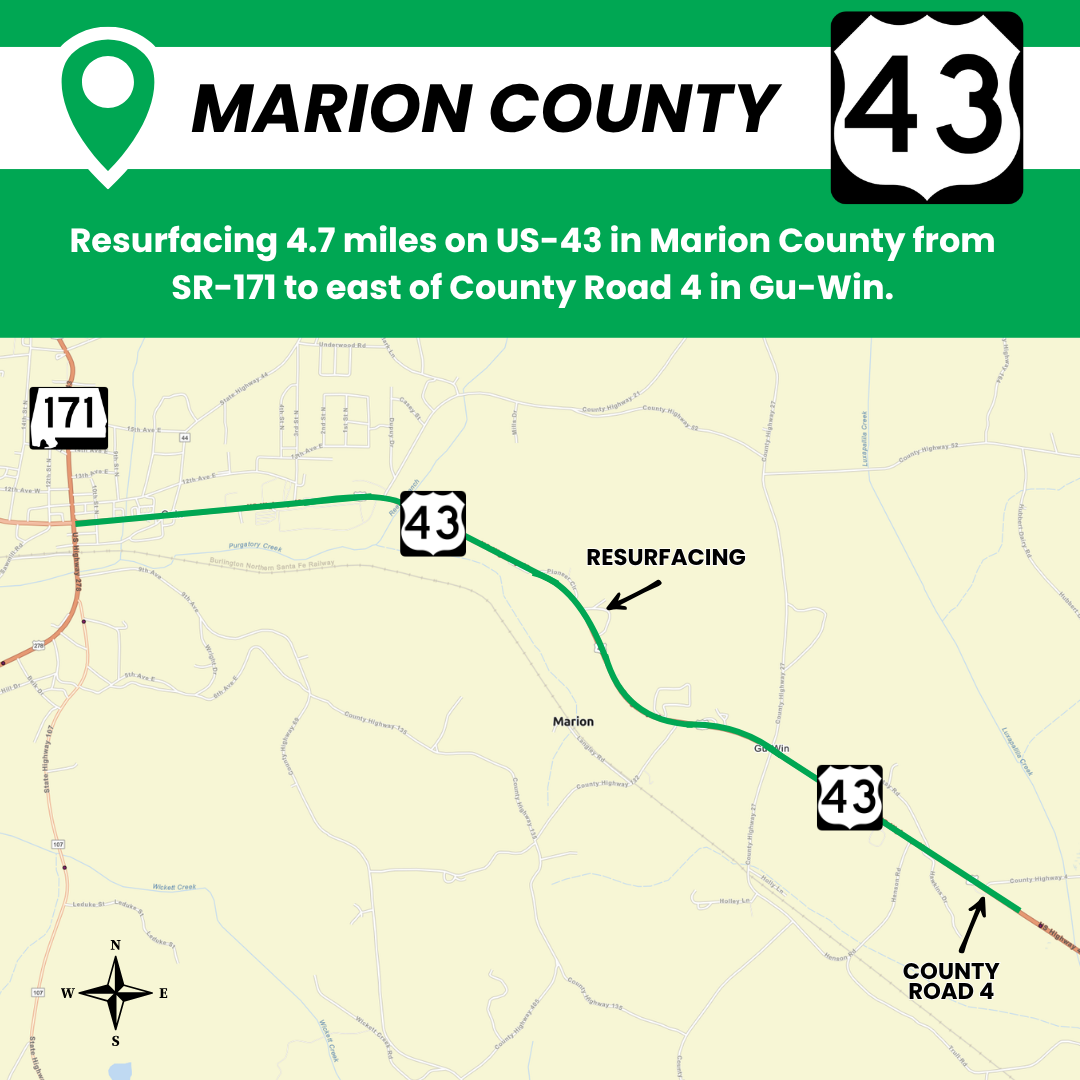 Marion County US-43 resurfacing