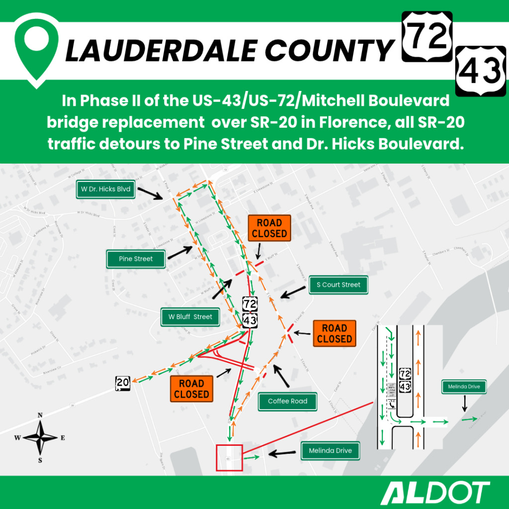 A map of the traffic detours and diversions for the project.