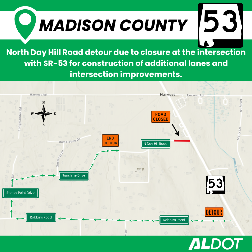 A map of the detour route.